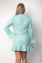Buby.s - Completo giacca e mini gonna in tweed turchese