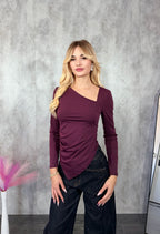 Top Drappeggiato Marrone OFFLACE