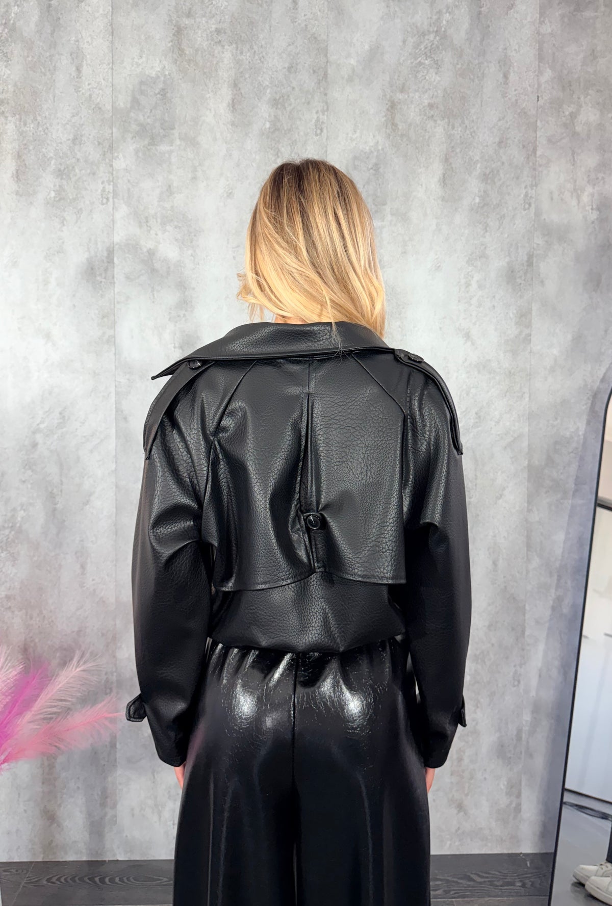 Giacca Biker in Ecopelle nera OFFLACE