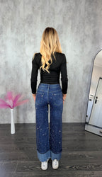 Jeans Wide Leg Strass OFFLACE
