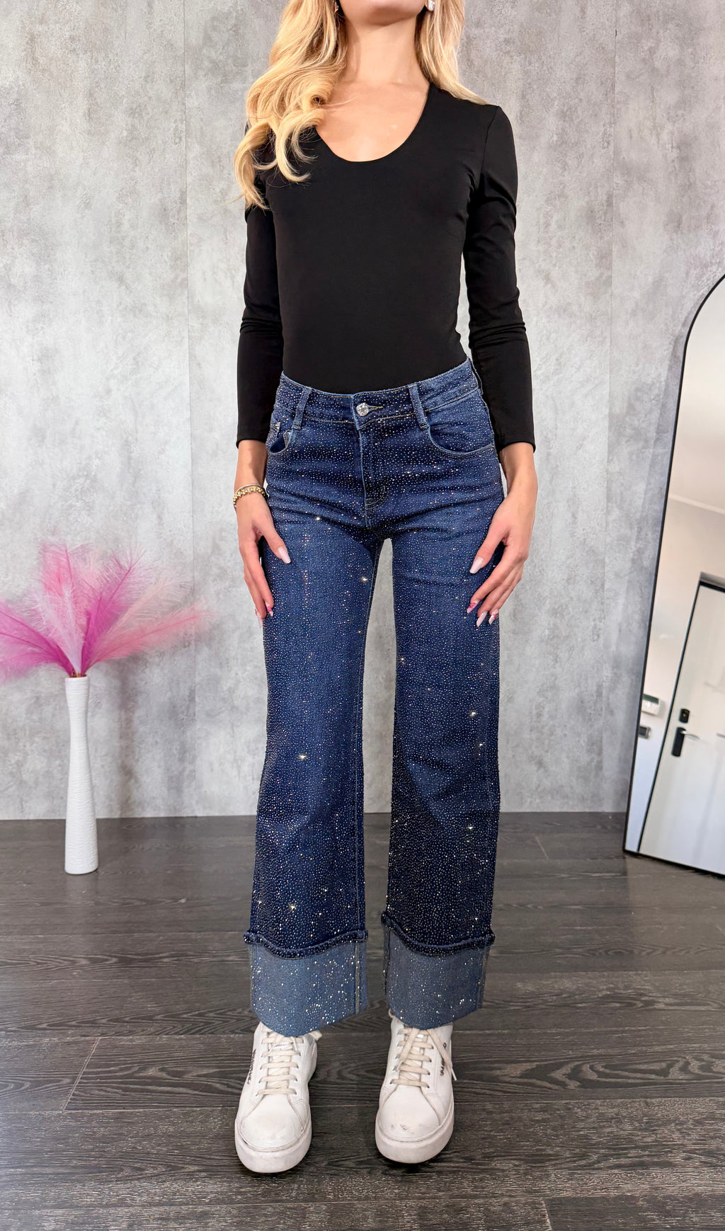Jeans Wide Leg Strass OFFLACE