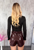 Pantaloncini in Ecopelle Bordeaux OFFLACE