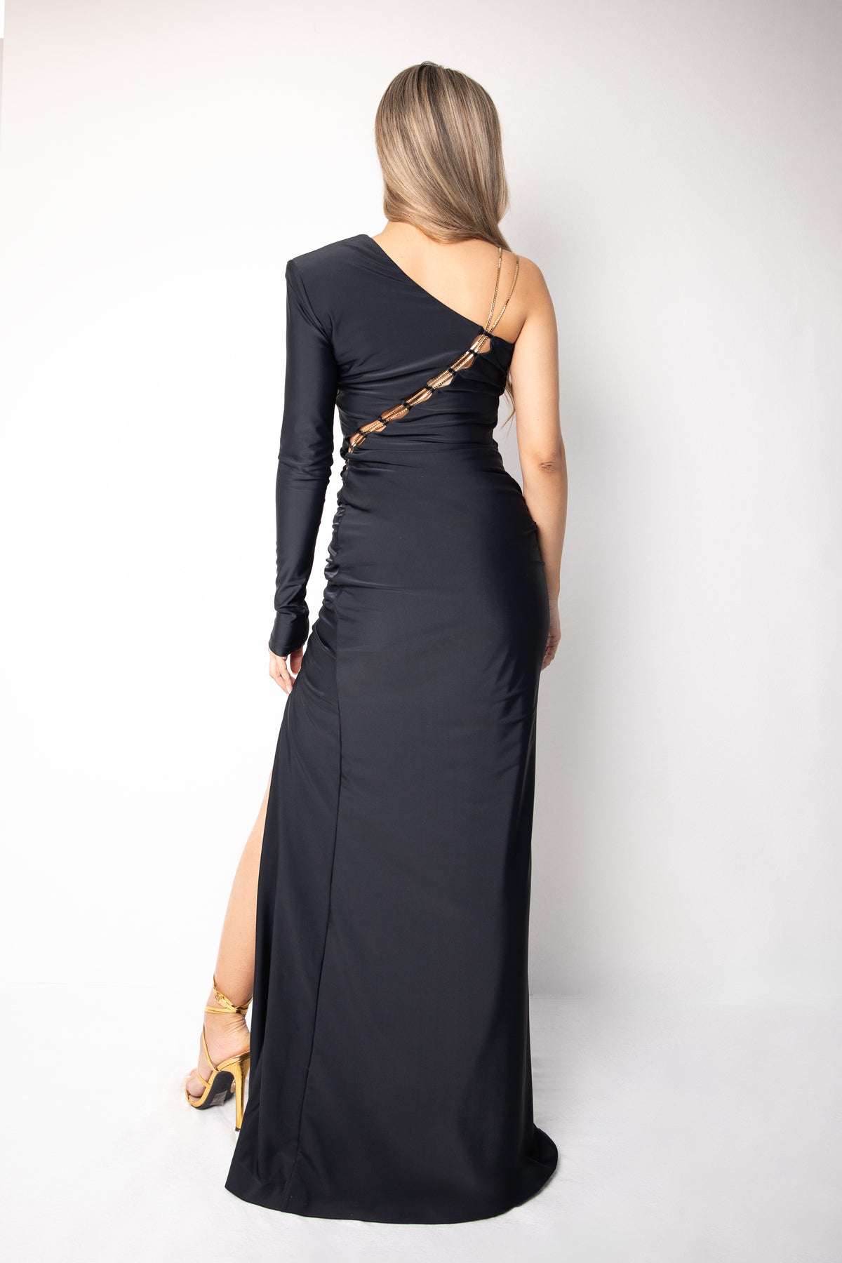 Danamè - Maxi abito monospalla con spacco latera OFFLACE